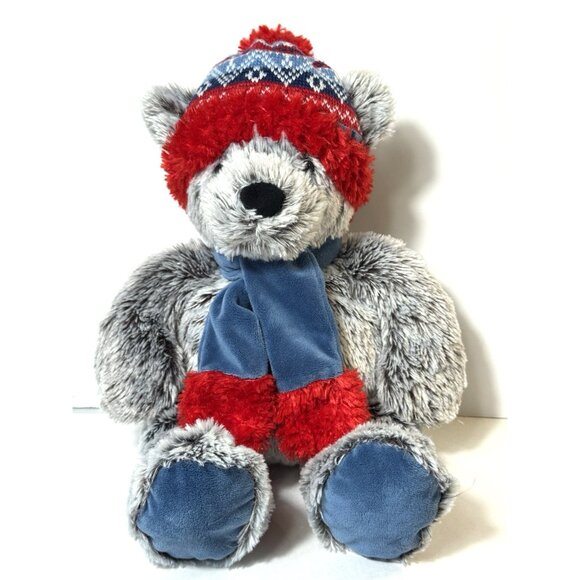 Gentle Treasures Plush 18" Gray Teddy Bear 2019 Stuffed Animal St Jude Red Scarf - Picture 1 of 6